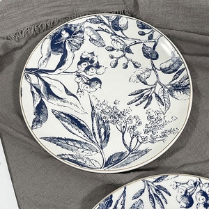 จานเซรามิกสำหรับใส่อาหารเย็นจานจานสำหรับวาดสเต็กสีทองสไตล์ฝรั่งเศสวินเทจ - Product Image 4