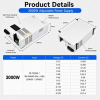 Alimentation électrique à découpage réglable 3000W avec écran LCD 12V 24V 36V 48V 60V 72V 80V 110V 150V 220V 0-250A 3000W AC DC