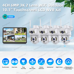 Hongnaer 6MP 4CH 2 ống kính trong nhà ngoài trời nhà LCD NVR IP surveil CCTV <span class=keywords><strong>WIFI</strong></span> Hệ thống Camera Kit icsee không dây an ninh Hệ thống camera - Product Image 2