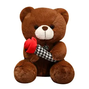 wholesale cheap multi color teddy bear stuffed animal plush toy small ribbon bear plush hugs plush pillow doll for girl gift