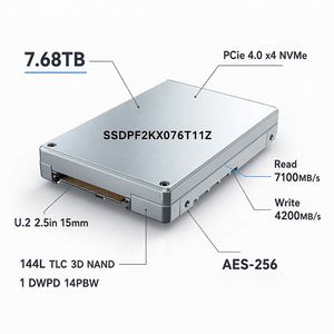 Nouveau SSD d'entreprise SSDPF2KX076T11Z 7,68 To, 2,5 pouces, U.2 PCIe 4.0 NVMe 3D TLC, disque SSD pour serveur - Product Image 2