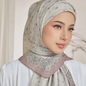 Pañuelos étnicos de gasa con estampado Floral personalizado para mujer, hiyab musulmanes de primavera cuadrados, chales transpirables para todas las estaciones, colección de diseñador - Product Image 1