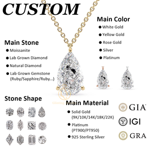 Collar con Colgante <span class=keywords><strong>de</strong></span> Diamante Cultivado en Laboratorio CVD, Color D, Claridad VVS1, Corte Redondo, Corazón, Pera, Ovalado, Esmeralda, Oro <span class=keywords><strong>de</strong></span> 14K/18K para Mujer, Joyería con Diamante <span class=keywords><strong>de</strong></span> Laboratorio IGI - Product Image 4