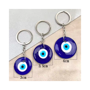Turkish Blue Evil Eye Keychain Charms Pendants Crafting Amulet for Good Luck Glass Metal Key Chains for Hanging Ornament