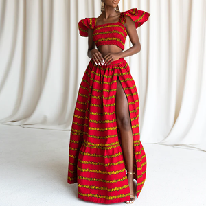 Ensemble de robe mi-longue évasée <span class=keywords><strong>en</strong></span> coton 100% imprimé sur mesure - Vêtements de style africain - <span class=keywords><strong>Tenue</strong></span> élégante <span class=keywords><strong>pour</strong></span> femmes - Product Image 5