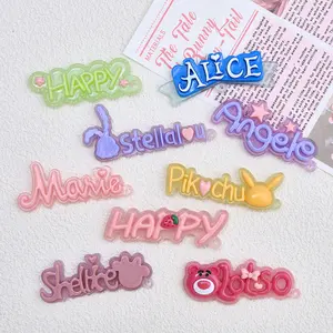 Glow-in-the-dark Brand Pendant Cartoon Creative Fridge Magnets Resin Letters Resin Earrings For Decoration