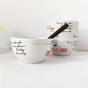 Design personalizado 14cm/ 5.5 polegada porcelana cerâmica engraçado francês cereal sopa tigela com letra "la vie est belle"