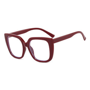 ファッションカラースクエアフラットレンズ眼鏡女性用光学フレーム新スタイルビッグフレーム女性用ブルーライトカットメガネ - Product Image 2