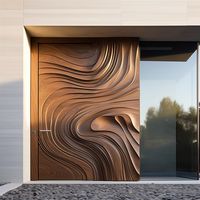 Porte extérieure de sécurité en métal pivotant Porte pivotante en aluminium noir d'entrée moderne pour portes extérieures en bois de maison