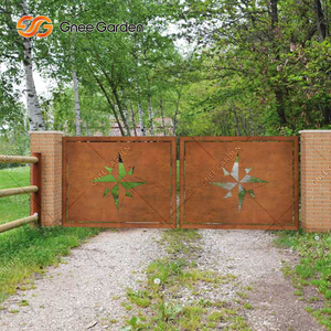 Portails de jardin en acier corten respectueux de l'environnement, clôture naturelle avec serrures et poignées - Product Image 5
