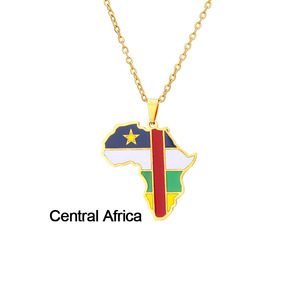 Collar con Colgante de <span class=keywords><strong>Mapa</strong></span> de <span class=keywords><strong>África</strong></span> y Bandera, Oro 18K, Acero Inoxidable, Ghana, Nigeria, Congo, Somalia, Angola, Liberia, Regalos de Joyería, Venta al Por Mayor - Product Image 5