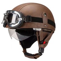 Casque de moto vintage rétro LDQ demi-face en ABS homologué DOT avec visière transparente à dégagement rapide unisexe toutes saisons
