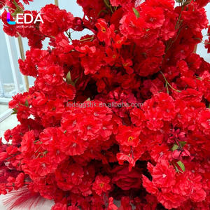 LEDA Fournitures de mariage personnalisées Boule de fleurs rouge Fleur de cerisier Boule de fleurs artificielle pour la décoration de mariage - Product Image 2
