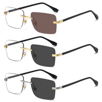 Lunettes photochromiques sans monture durables pour hommes, bloquant la lumière bleue, pour jeux sur ordinateur, protection solaire, pêche, intérieur/extérieur 2026