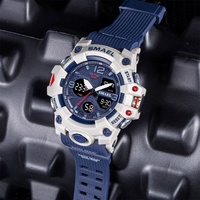 Montre de sport pour femme SMAEL 8008, étanche 5 ATM, affichage numérique et analogique à quartz avec chronomètre, alarme et breloque