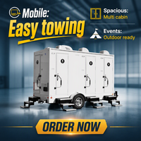 Remorque de toilettes mobiles durable avec toilettes portables pour événements extérieurs, usage sanitaire commercial et camping