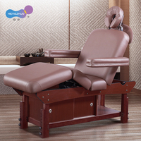 Table de massage thaïlandaise moderne réglable pour le corps entier, en cuir synthétique marron, lit de beauté, mobilier de spa et de salon, canapé