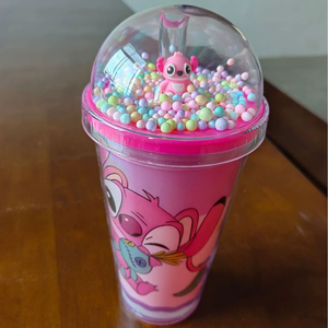 แก้วใส่น้ำทำจากฟางสุดสร้างสรรค์พร้อมฝาปิดถ้วยใส่น้ำสำหรับเด็กดื่มเย็นได้สองชั้นขวดน้ำแข็งแวววาว - Product Image 3