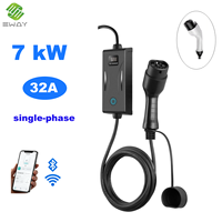 Chargeur EV portable 7 kW 32A IP65 étanche, station de charge rapide à domicile avec câble de 5 m