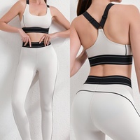 Ensemble de pantalons de yoga de marque d'été avec débardeur en forme de Y et coussin de poitrine, motif imprimé, ensembles de vêtements de fitness et de Pilates