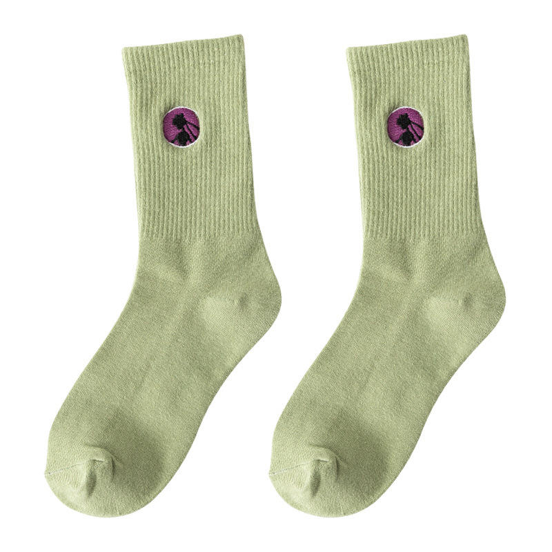 Custom logo Crew High Quality Women Men Sport Cute Cartoon Embroidered logo Socks Custom