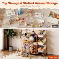 Organisateur de rangement pour jouets avec 3 bacs amovibles, étagère de rangement pour jouets pour enfants, support pour animaux en peluche pour chambre à coucher et salle de jeux