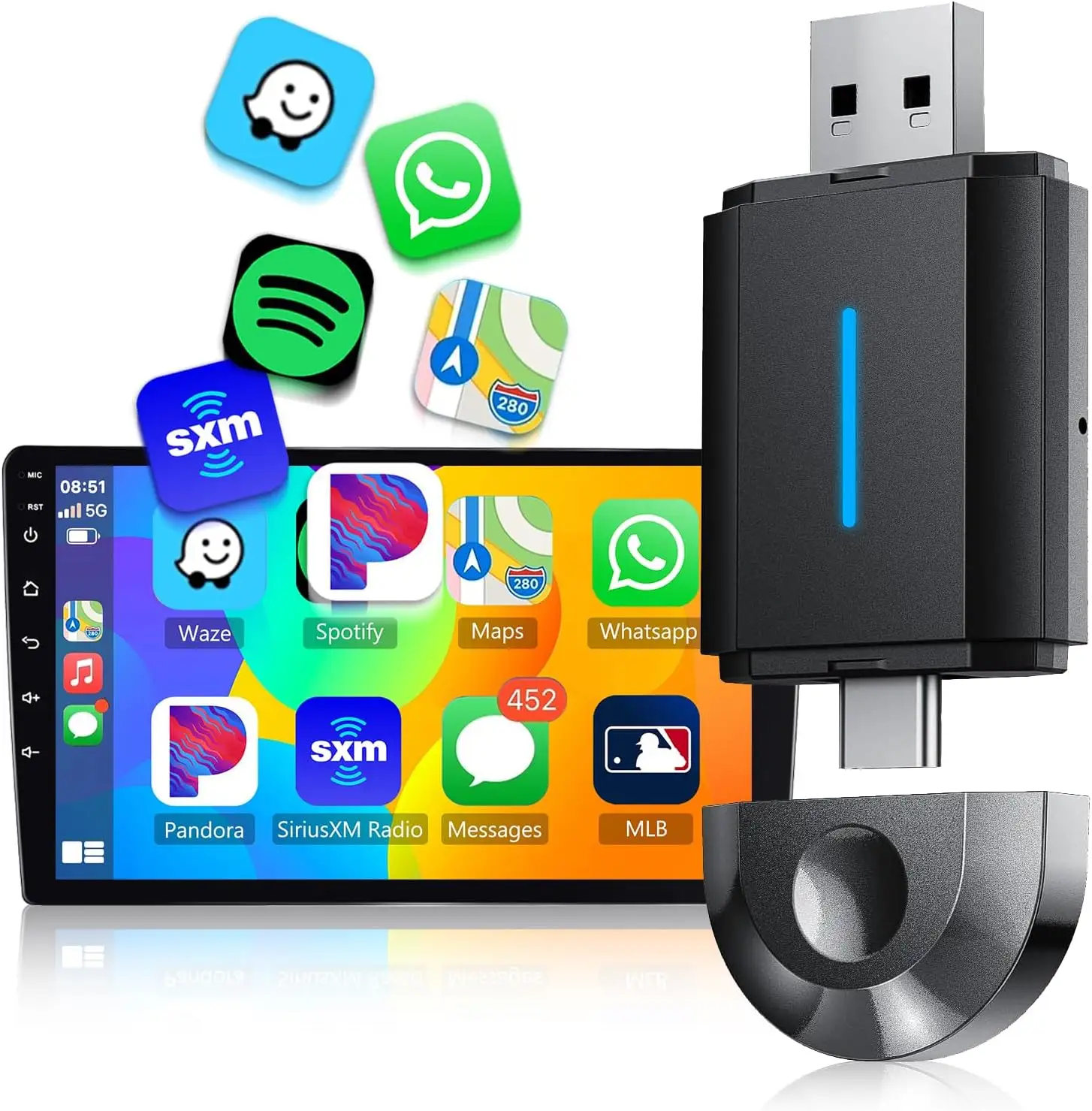 Phoebus car wired to carplay wireless adapter Car play Car mini box android auto Wireless for apple carplay dongle