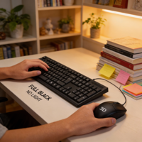 Ensemble clavier et souris filaire USB ergonomique et étanche BOSSTON D5200, clavier 104 touches + souris 3D en stock