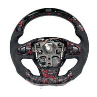 Volant sport en fibre de carbone rouge forgé pour Renault Clio 4, design tendance, fond plat avec suède