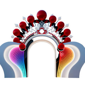 Una gran escultura de fibra de vidrio de una corona de Fénix y un adorno de escultura de ópera china tradicional - Product Image 6