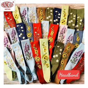 Diadema de algodón blanco Estilo Vintage al por mayor con detalle de lavanda - Product Image 6