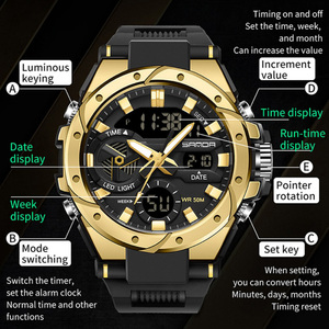 Reloj Digital SANDA 3313 para Hombre, Casual, Versátil, Luminoso, con Alarma, Resistente al Agua, Multifunción, Deportivo - Product Image 5