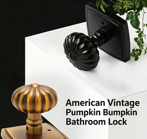 Zinc Alloy <strong>Door</strong> <strong>Knob</strong> Round Pumpkin - Shaped Lock Set Interior <strong>Bedroom</strong> Bathroom Hardware Antique Brass - Product Image 3