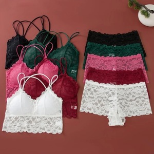 Set <span class=keywords><strong>Reggiseno</strong></span> e Mutandine in Pizzo <span class=keywords><strong>Senza</strong></span> <span class=keywords><strong>Ferretto</strong></span> per Donna, Slip Trasparenti a Vita Bassa, Intimo Ultra-sottile e Confortevole, Set Lingerie Femminile - Product Image 1