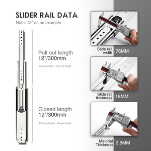 AOLISHENG Industrial Heavy Duty <strong>Drawer</strong> <strong>Slides</strong> 500lb Load Ball Bearing Full Extension Side Mount for Kitchen &amp; RV Use - Product Image 5