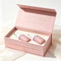 Flacon compte-gouttes en verre rose de luxe 30 ml pour sérum, essence anti-rides, huile réparatrice visage, soin premium, marque privée avec boîte