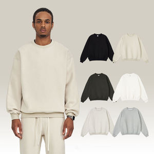 Wholesale Custom 350 GSM Cotton Blend Crewneck Sweatshirt Plain Oversized Streetwear Factory Bulk Private Label Men Sweatshirt - Product Image 1