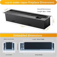 Insert de cheminée électrique à vapeur d'eau 3D avec humidificateur, lumière LED et télécommande, en acier inoxydable, 1500W, 59 pouces