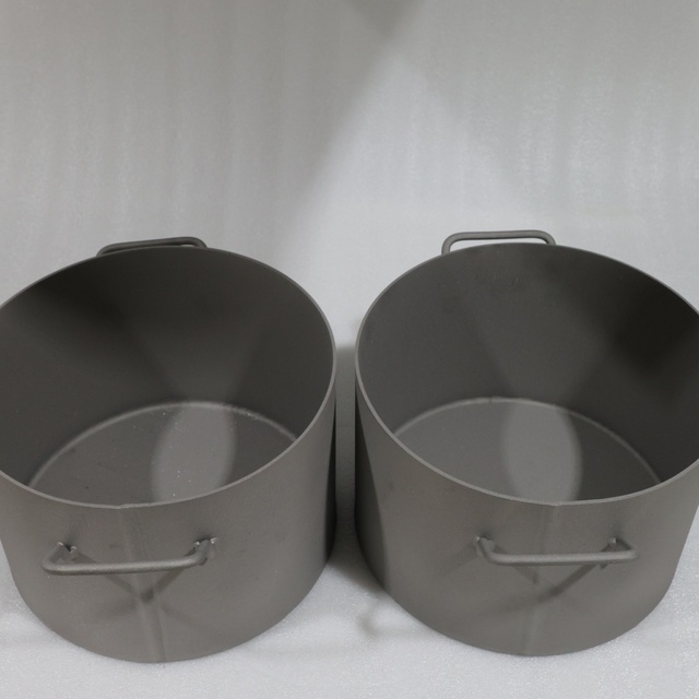99.0%-99.8% High Purity  TA1 Sandblasted  Titanium Crucible With Lifting Ears   for Chemical Corrosion Test & High Temp Melting