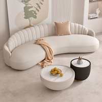 Sofá Curvo Atunus Estilo Cremoso para Apartamento, Sala de Estar, Muebles para el Hogar, Estructura Simple de Madera de Pino Nórdico, Colores Personalizables, Belleza
