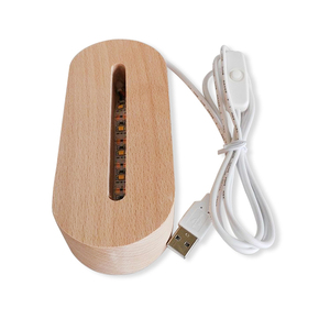 Base de lampe en bois acrylique 3D avec lumière intelligente <span class=keywords><strong>LED</strong></span> pour la maison enfants fêtes d'anniversaire décor de la Saint-Valentin chambre table de chevet - Product Image 3