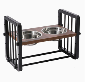 Soporte ajustable elevado para comedero de perros con dos tazones de acero inoxidable para perros medianos y grandes - Product Image 6