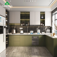 Set Kabinet Dapur Modular Aluminium Stainless Steel Modern, Siap Rakit, dan Dapat Disesuaikan untuk Dapur Kecil dan Ruang Makan