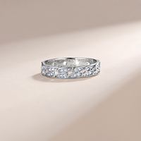 Bague en argent sterling S925 avec moissanite géométrique creuse de 0,67 CTW, pavée de pierres rondes, empilable, bijoux de mariage pour femmes