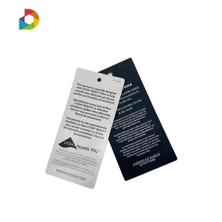 FSC المعتمدة ورقة شعار مخصوص مطبوع علامة الجينز هانجتاج صديقة للبيئة بطاقات ورقيّة للتعليق للملابس