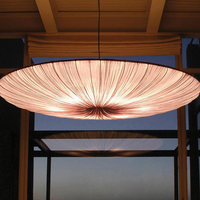 Lustre suspendu en tissu avec cadre en fer de style rétro français, abat-jour en lin minimaliste avec LED, idéal pour les restaurants et les cafés