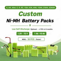 Paket Baterai Ni-MH Kustom 1.2V hingga 72V 1Ah hingga 10Ah untuk Instrumen Medis, Peralatan Industri, Senter, Mainan, OEM