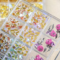 1440 Pièces de Strass en Plastique 3D en Forme de Rose, Breloques à Dos Plat Scintillantes pour Manucure et Nail Art