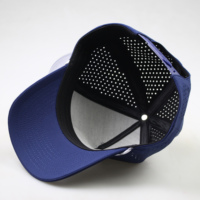 Gorra de Béisbol Personalizada de 5 Paneles para Hombre con Cordón, Perforaciones Cortadas con Láser, Parche de Goma con Logo, Hidrófuga y Deportiva para Golf