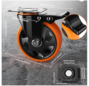 Roulettes robustes verrouillant la plaque supérieure pivotante industrielle meubles et chariot d'établi roulettes de 4 pouces - Product Image 3